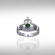 The love worth living for  ~ Celtic Knotwork Claddagh Sterling Silver Ring with Marcasite Gemstone TR2766 Ring
