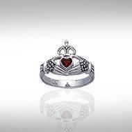 The love worth living for  ~ Celtic Knotwork Claddagh Sterling Silver Ring with Marcasite Gemstone TR2766 Ring