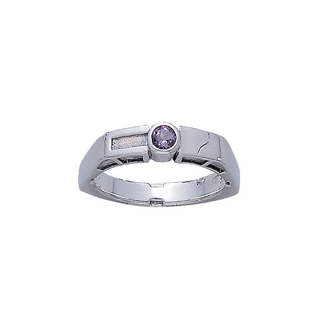 Modern Band Ring with Round Gemstone TR3389 Ring