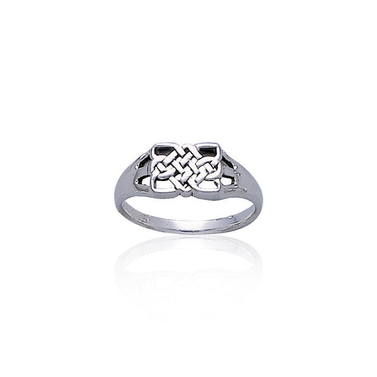 Celtic Knotwork Rectangle Sterling Silver Ring TR3391 Ring
