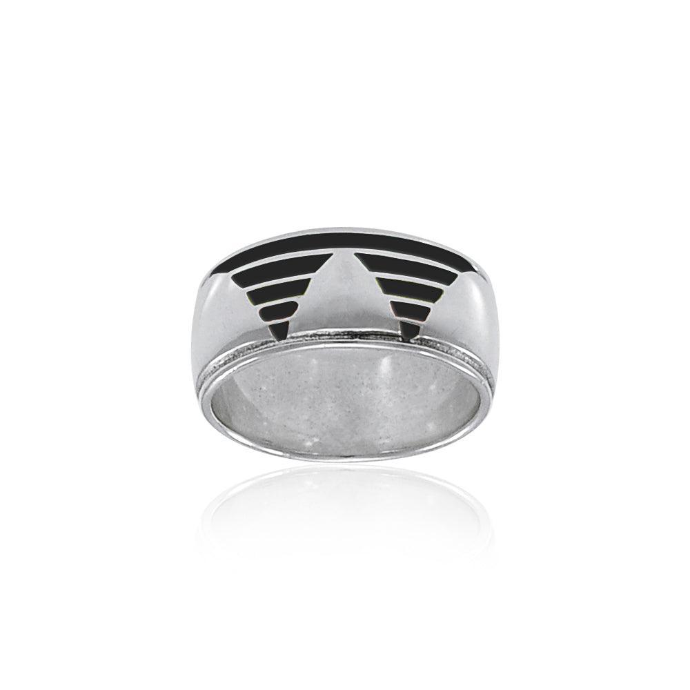 Rainbow Triangle Silver Band Ring TR3426 Ring