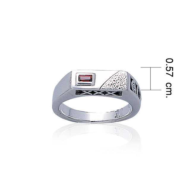 Modern Band Ring with Rectangle Gemstone TR3444 Ring