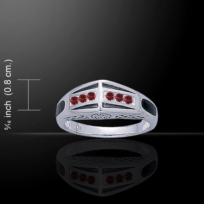 Modern Band Ring with Gemstone and Enamel TR3445 Ring