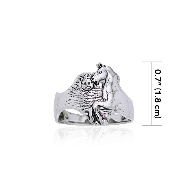 Horse with Sun Silver Ring TR3511 Ring