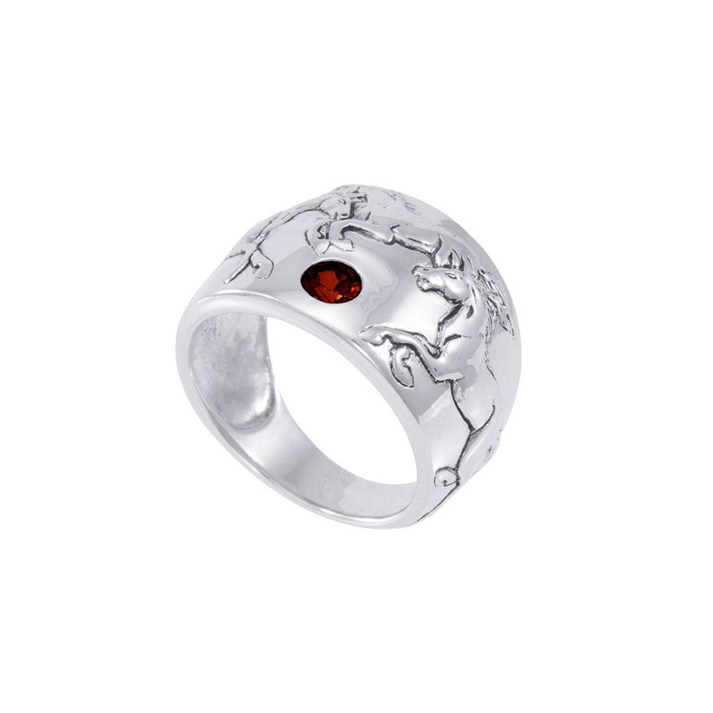Running Horses Silver Ring TR3549 Ring