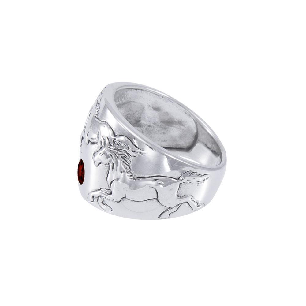 Running Horses Silver Ring TR3549 Ring