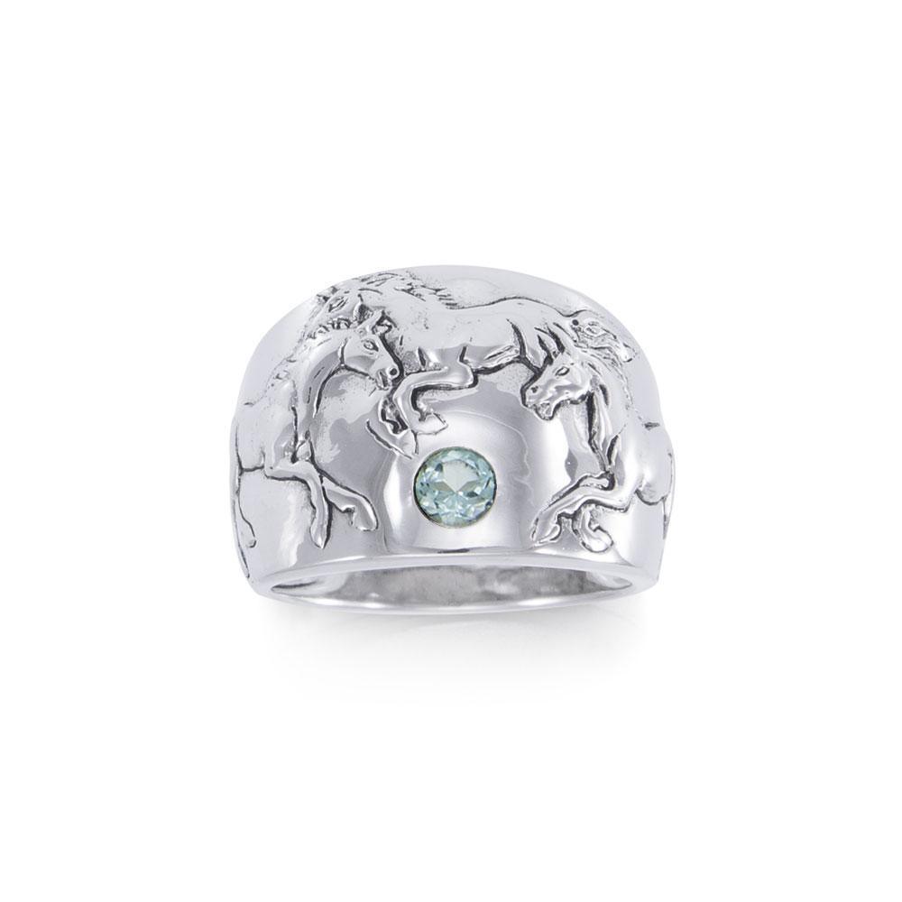 Running Horses Silver Ring TR3549 Ring