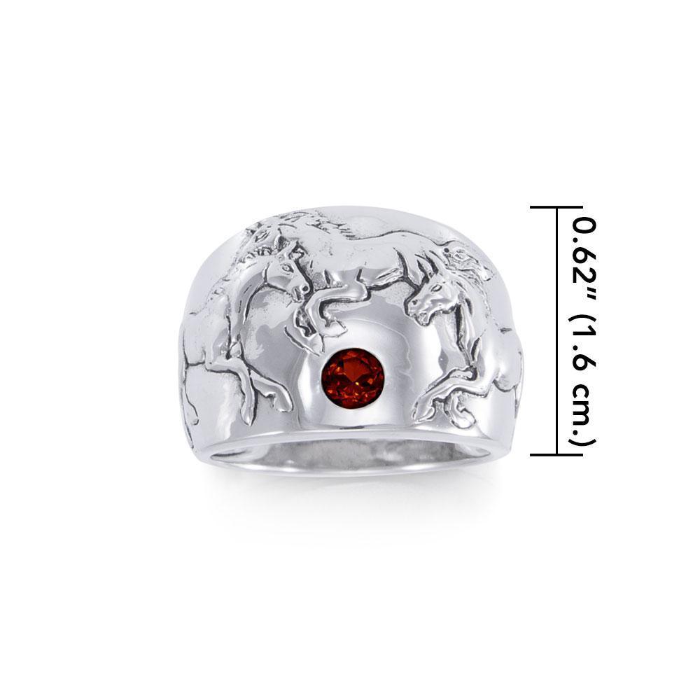 Running Horses Silver Ring TR3549 Ring