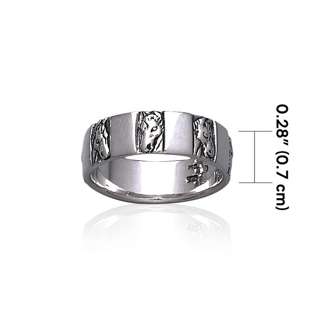 Horse Head Silver Band Ring TR3556 Ring