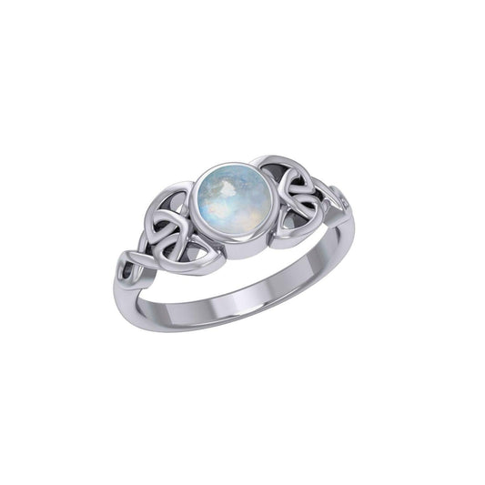 Celtic Knotwork and Gem Silver Ring TR3576 - peterstone.dropshipping