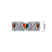Celtic Hearts Spinner Ring with Inlay Stone TR3694