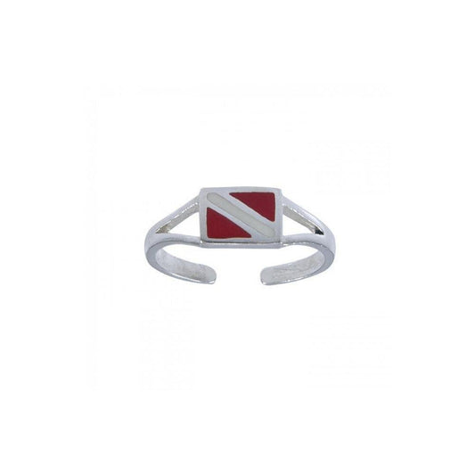 Wear your diving symbol ~ Sterling Silver Jewelry Dive Flag Toe Ring TR3714 - peterstone.dropshipping