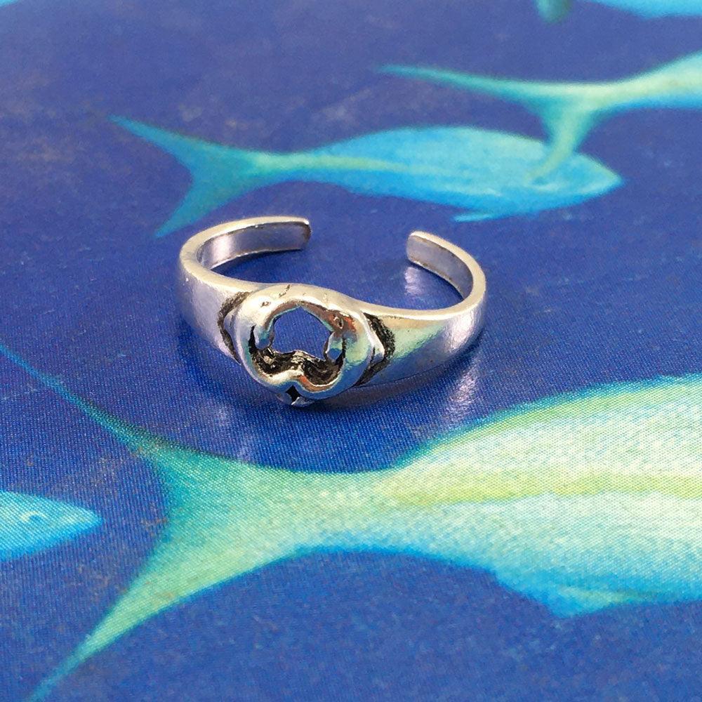 Kissing Dolphins Silver Toe Ring TR3717 - peterstone.dropshipping