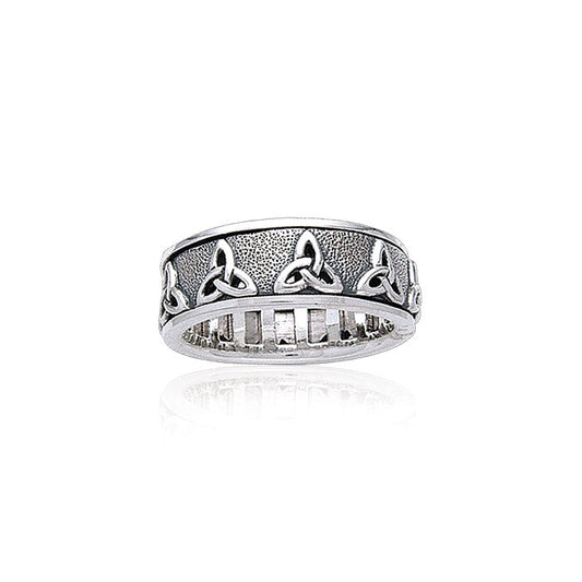 Celtic Trinity Knot Silver Spinner Ring TR3736 Ring