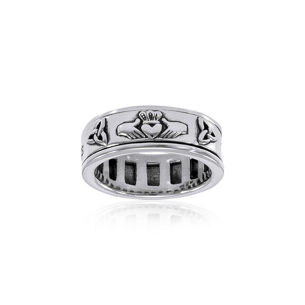 Celtic Trinity Shamrock Thistle Spinner Ring TR3743 Ring