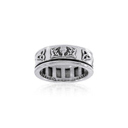 Celtic Trinity Shamrock Thistle Silver Spinner Ring TR3743 Ring