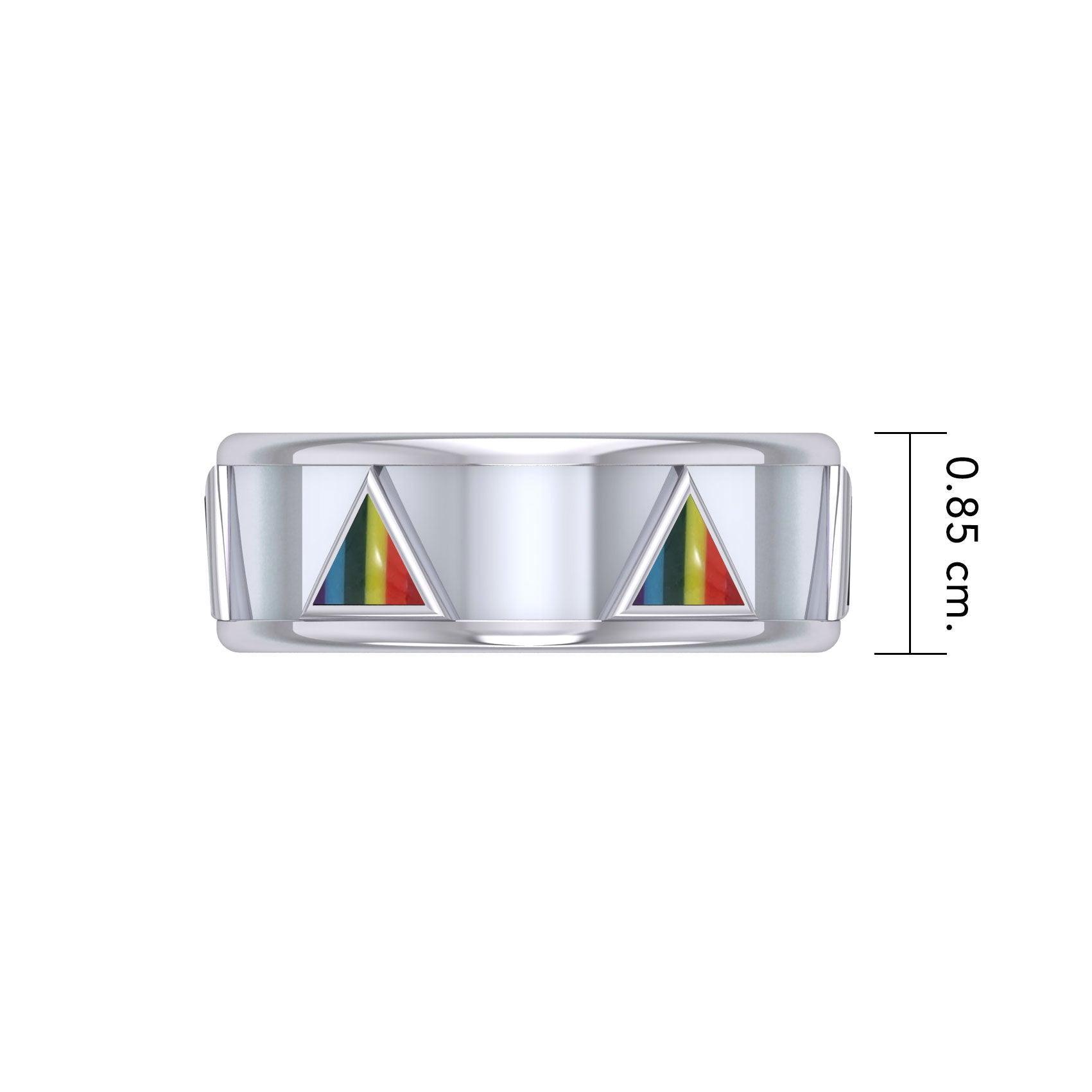 Triangles Silver Spinner Ring with Inlay TR3744 - peterstone.dropshipping