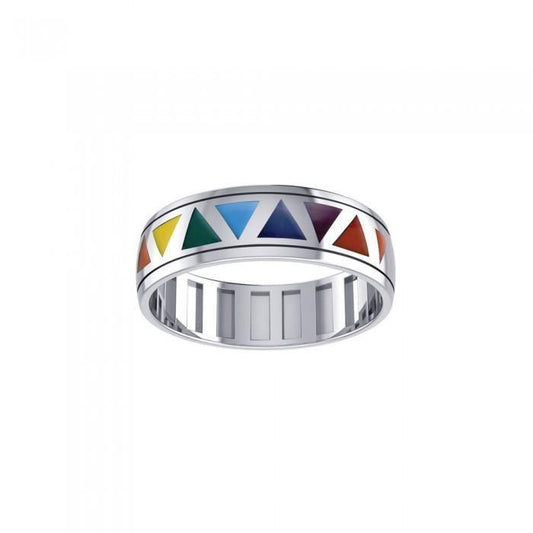 Rainbow Triangles Spinner Ring TR3750