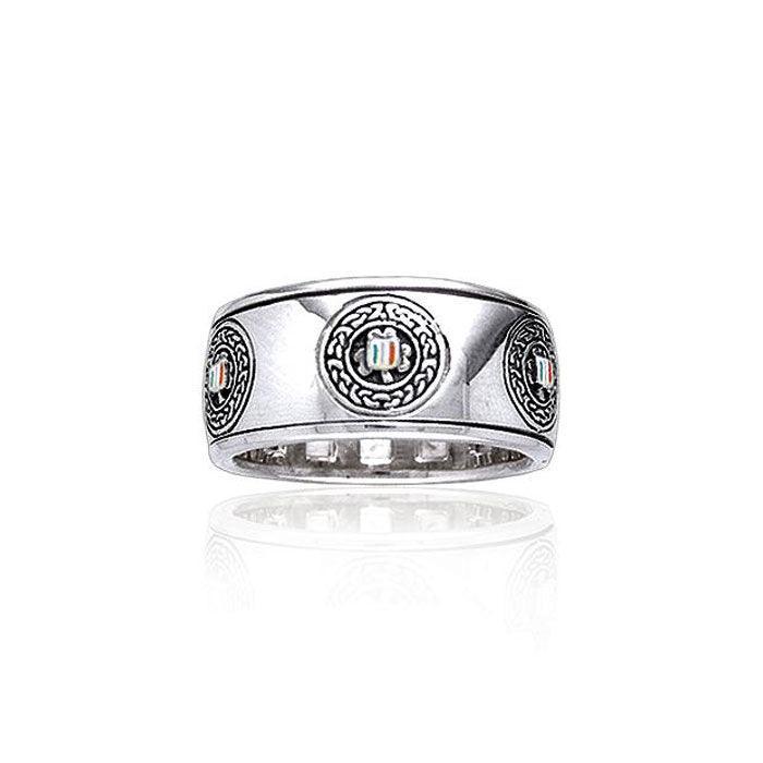Ireland Flag Sterling Silver Spinner Ring TR3776 - peterstone.dropshipping