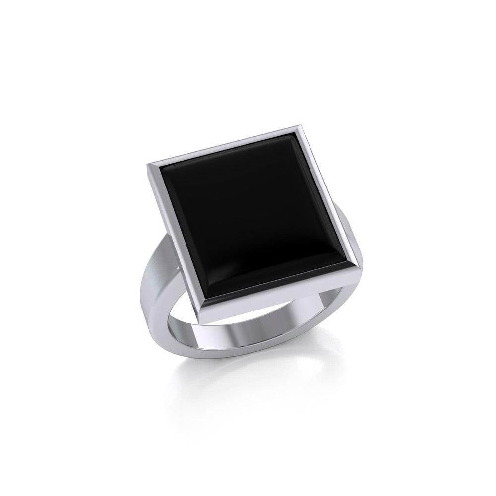 Square Inlaid Stone Ring TR3837 Ring