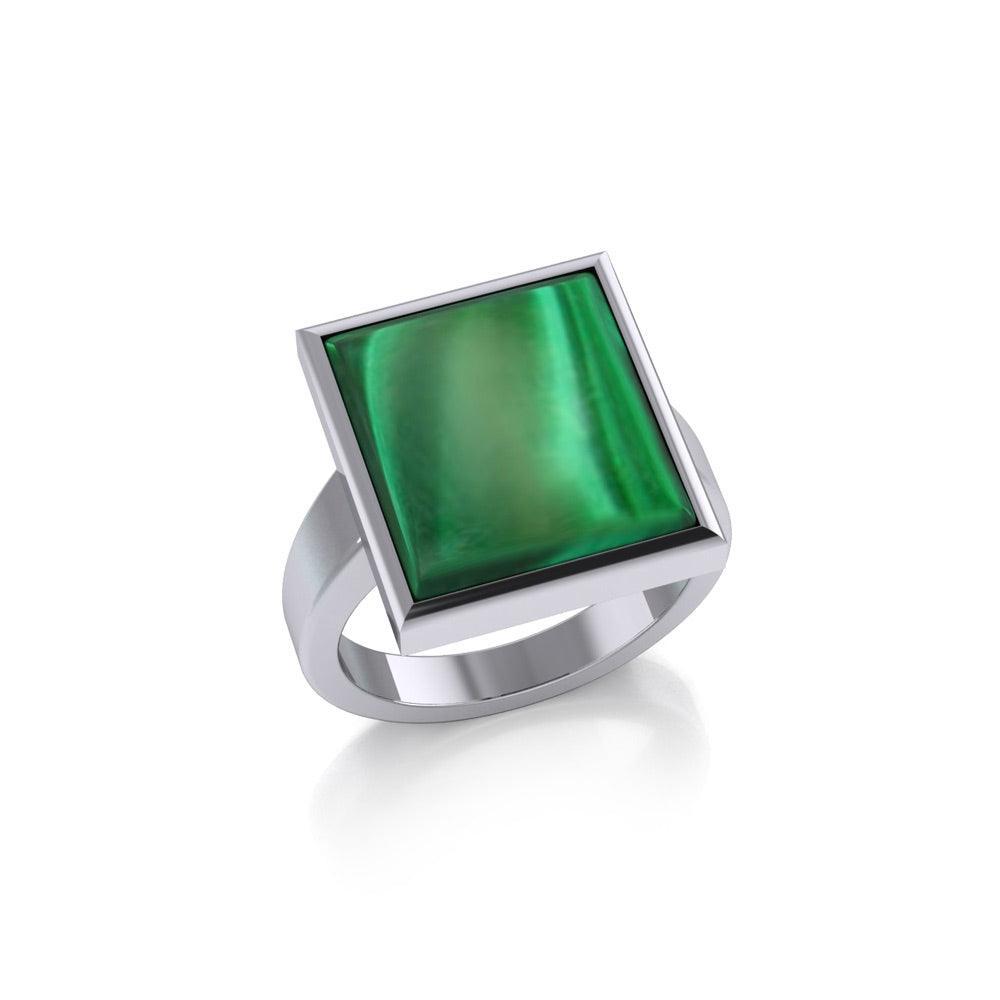 Square Inlaid Stone Ring TR3837 Ring