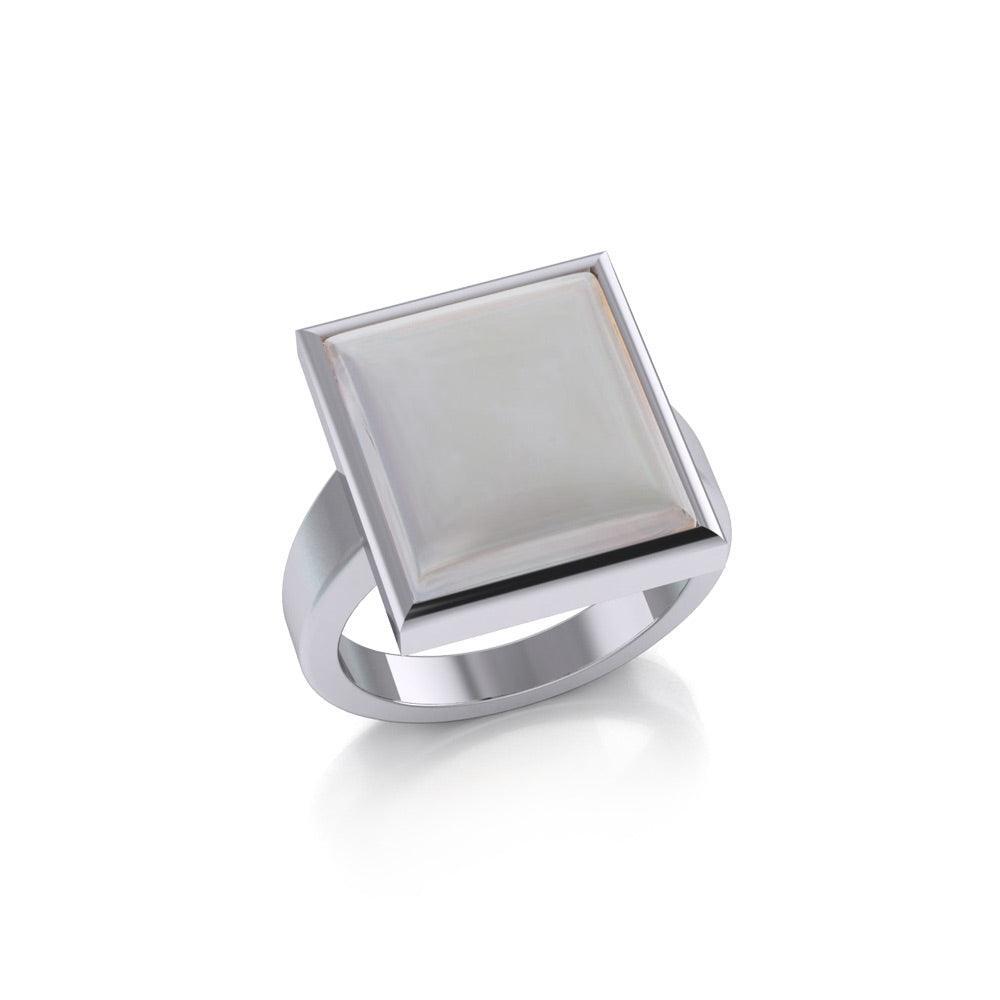 Square Inlaid Stone Ring TR3837 Ring