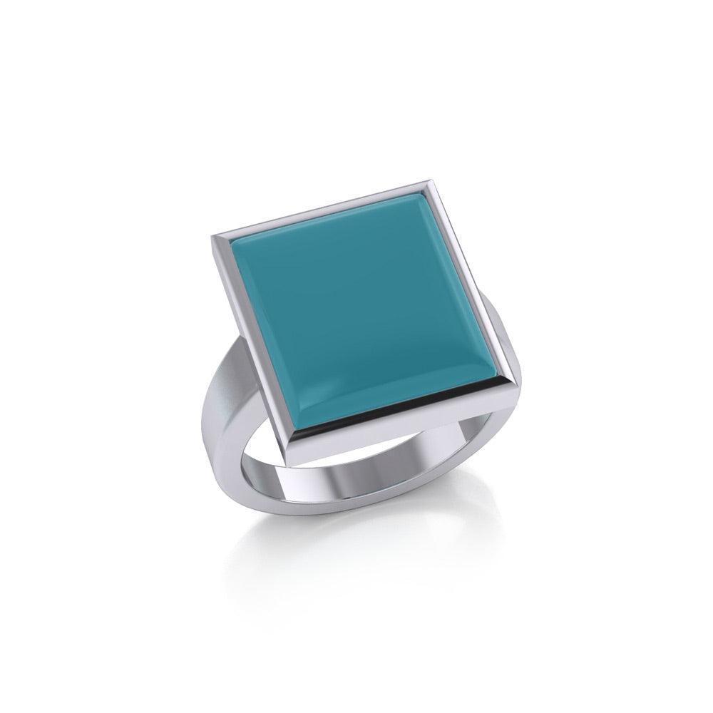 Square Inlaid Stone Ring TR3837 Ring