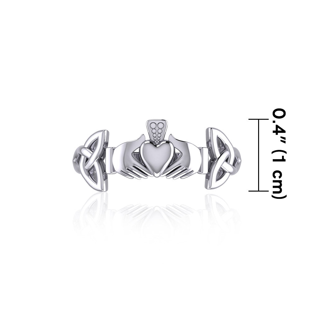 Irish Claddagh and Celtic Knotwork Silver Ring TR557 Ring