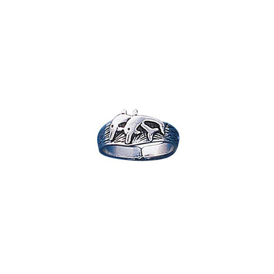 Twin Dolphins Silver Toe Ring TR614