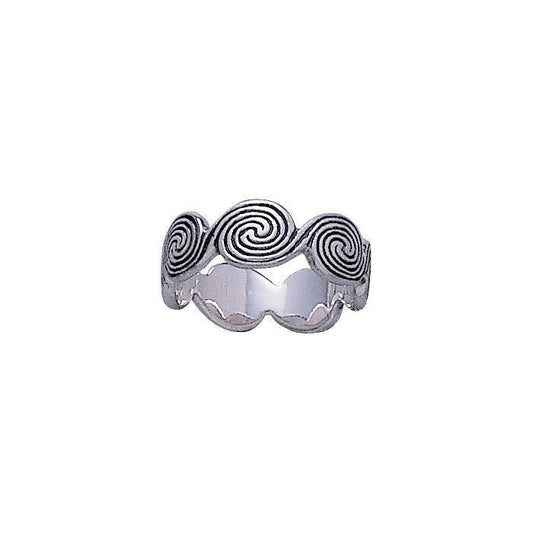 Peter Stone Celtic Silver Spiral Ring TR730