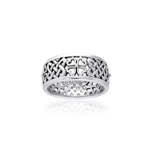 Celtic Knots Irish Shamrock Sterling Silver Ring TRI001 Ring