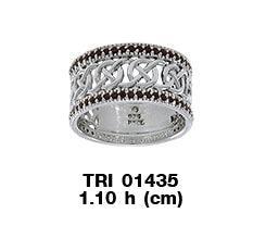 A world-class elegance and pride ~ Celtic Knotwork Sterling Silver Ring with gemstone TRI1435 - peterstone.dropshipping