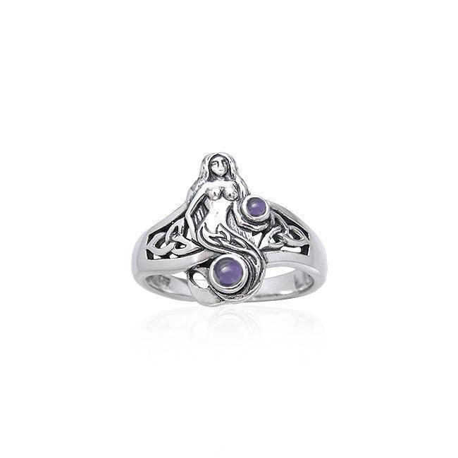 Celtic Mermaid Ring with Gemstones TRI045 Ring