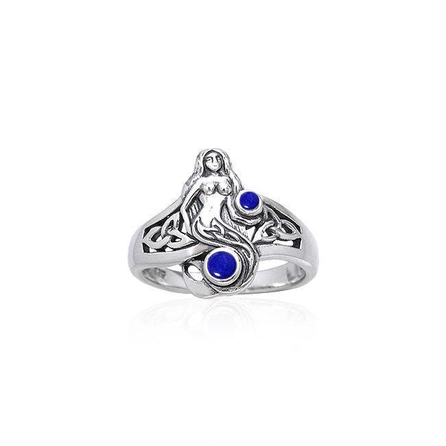 Celtic Mermaid Ring with Gemstones TRI045 Ring