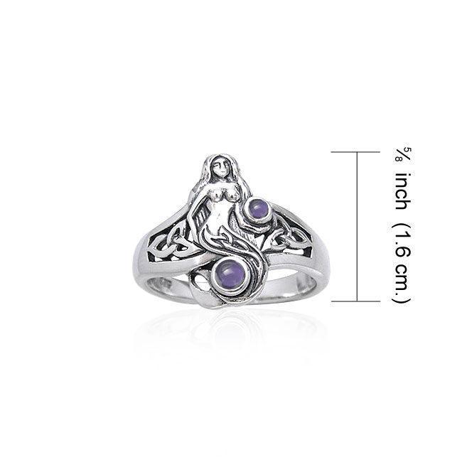 Celtic Mermaid Ring with Gemstones TRI045 Ring