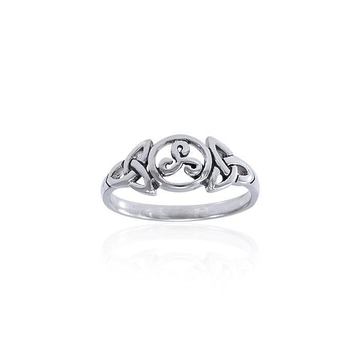 Celtic Trinity/Triquetra Triple Spiral Silver Ring TRI067 Ring
