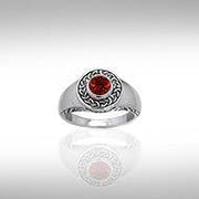 Love in an endless way ~ Sterling Silver Celtic Knotwork Claddagh Ring with Gemstone TRI086 Ring