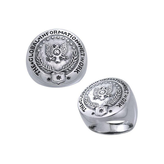 The GIN Logo Silver Men Large Ring TRI1024 - peterstone.dropshipping