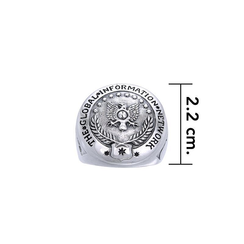 The GIN Logo Silver Men Large Ring TRI1025 - peterstone.dropshipping