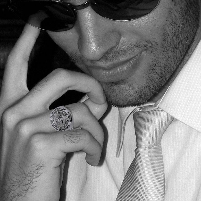 The GIN Logo Silver Men Large Ring TRI1025 - peterstone.dropshipping