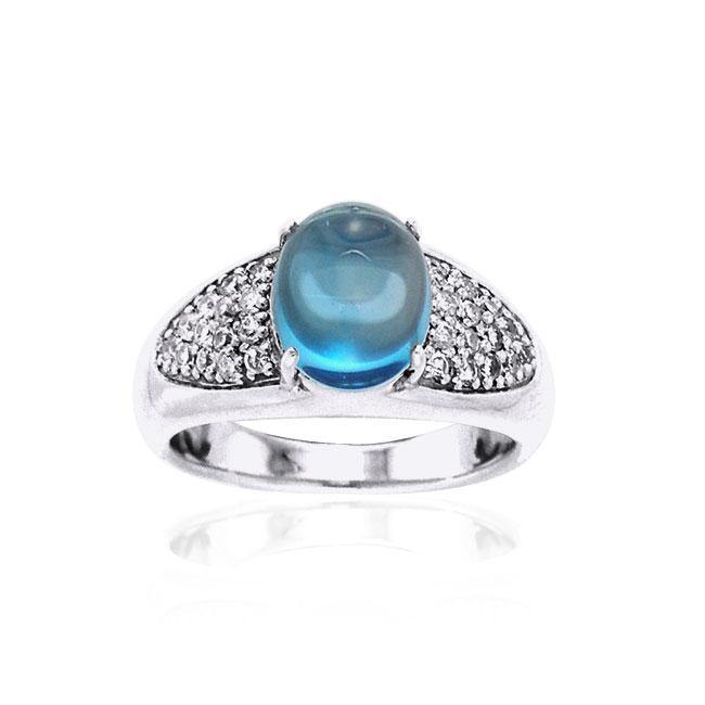 Abstract Elegance Silver Ring with Oval Gemstone TRI1052 Ring