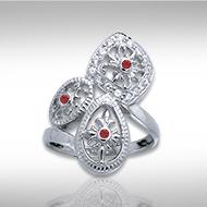Classic Abstract Elegance Silver Ring with Gemstone TRI1054 Ring