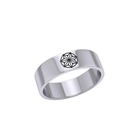 Round Tetragram Energy Symbol Silver Band Ring TRI1088 - peterstone.dropshipping