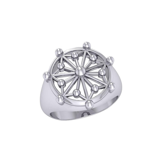 Round Tetragram Energy Symbol Silver Medallion Ring TRI1090 - peterstone.dropshipping