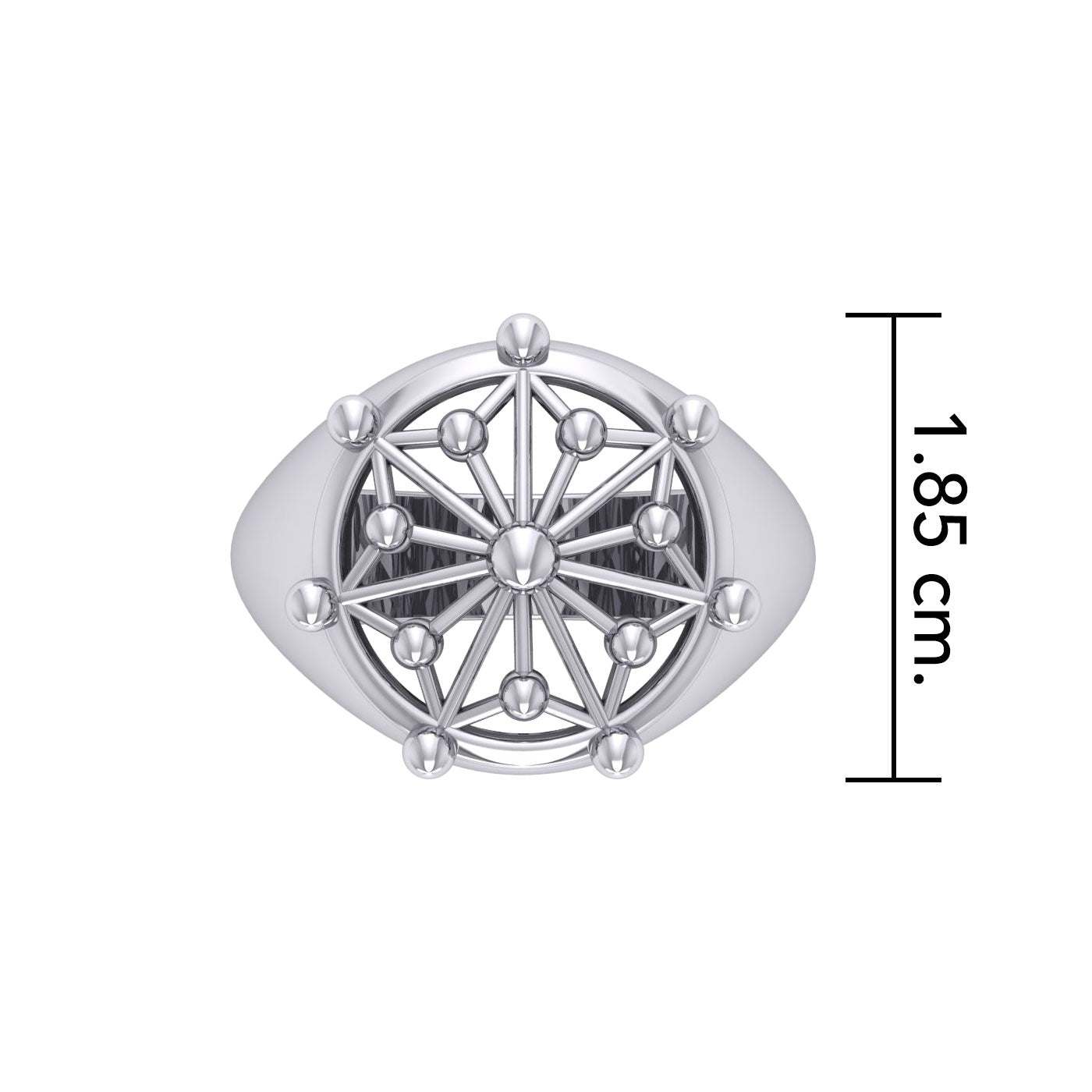 Round Tetragram Energy Symbol Silver Medallion Ring TRI1090
