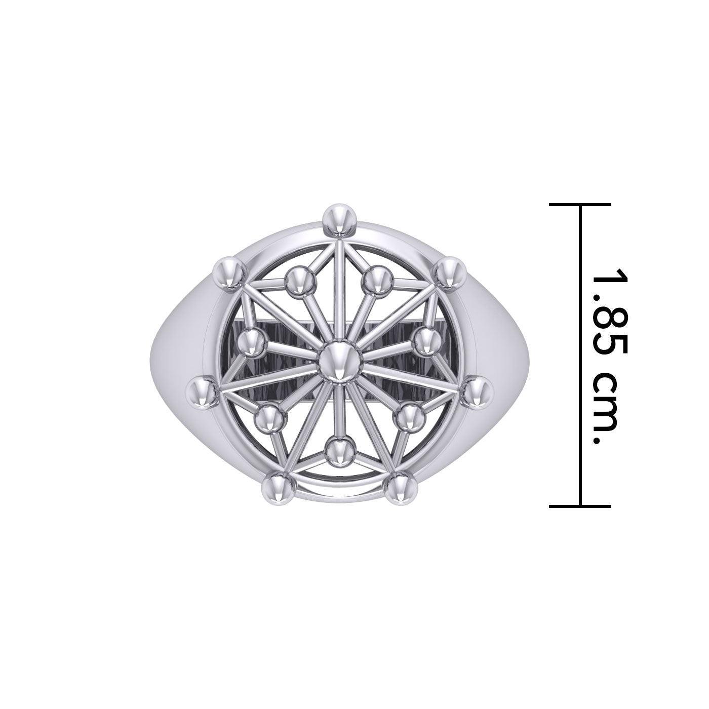 Round Tetragram Energy Symbol Silver Medallion Ring TRI1090 - peterstone.dropshipping