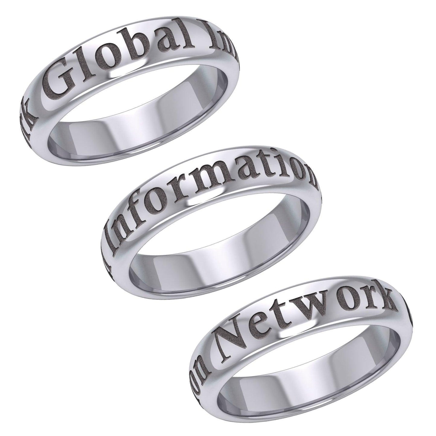 Global Information Network Silver Band Ring TRI1093 - peterstone.dropshipping