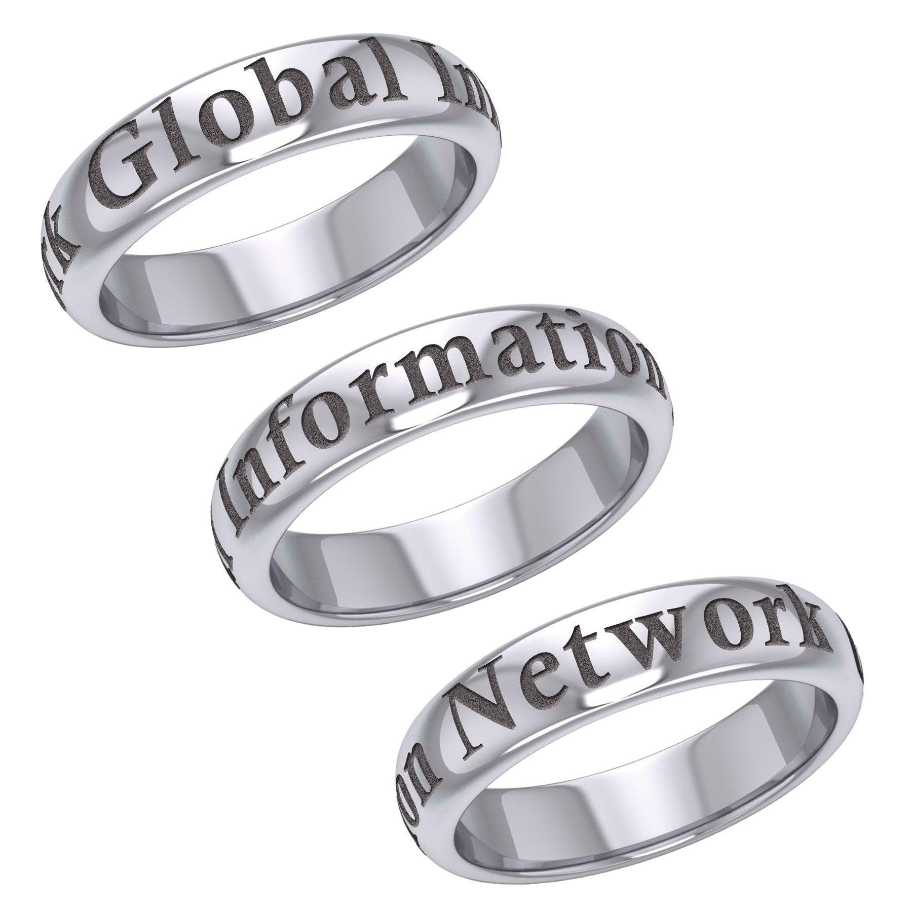 Global Information Network Silver Band Ring TRI1093 - peterstone.dropshipping