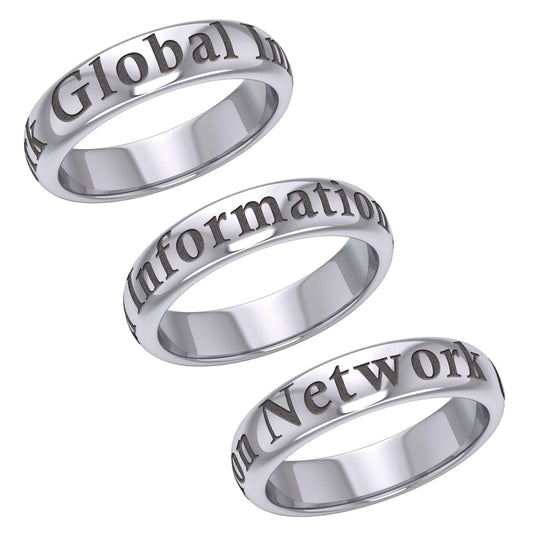 Global Information Network Silver Band Ring TRI1093 - peterstone.dropshipping