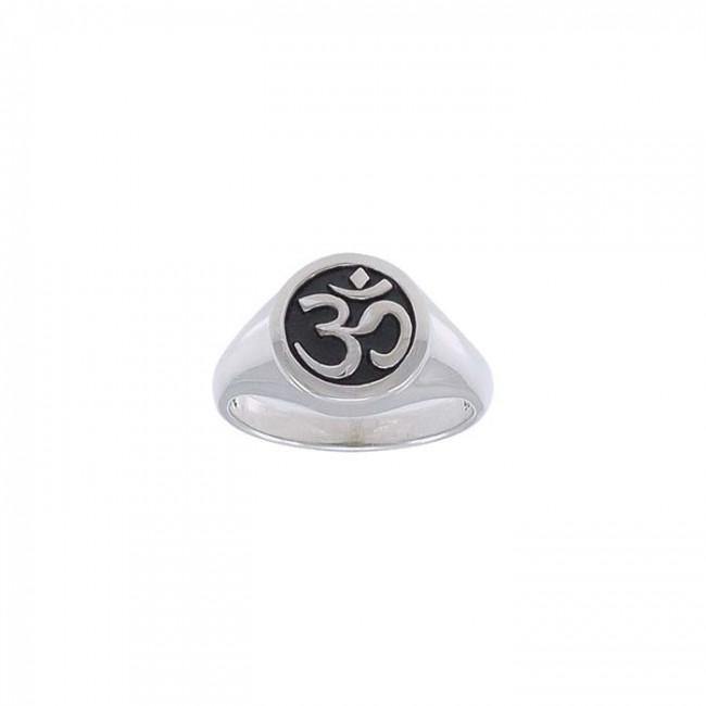 Round Om Symbol Silver Ring TRI1221 Ring